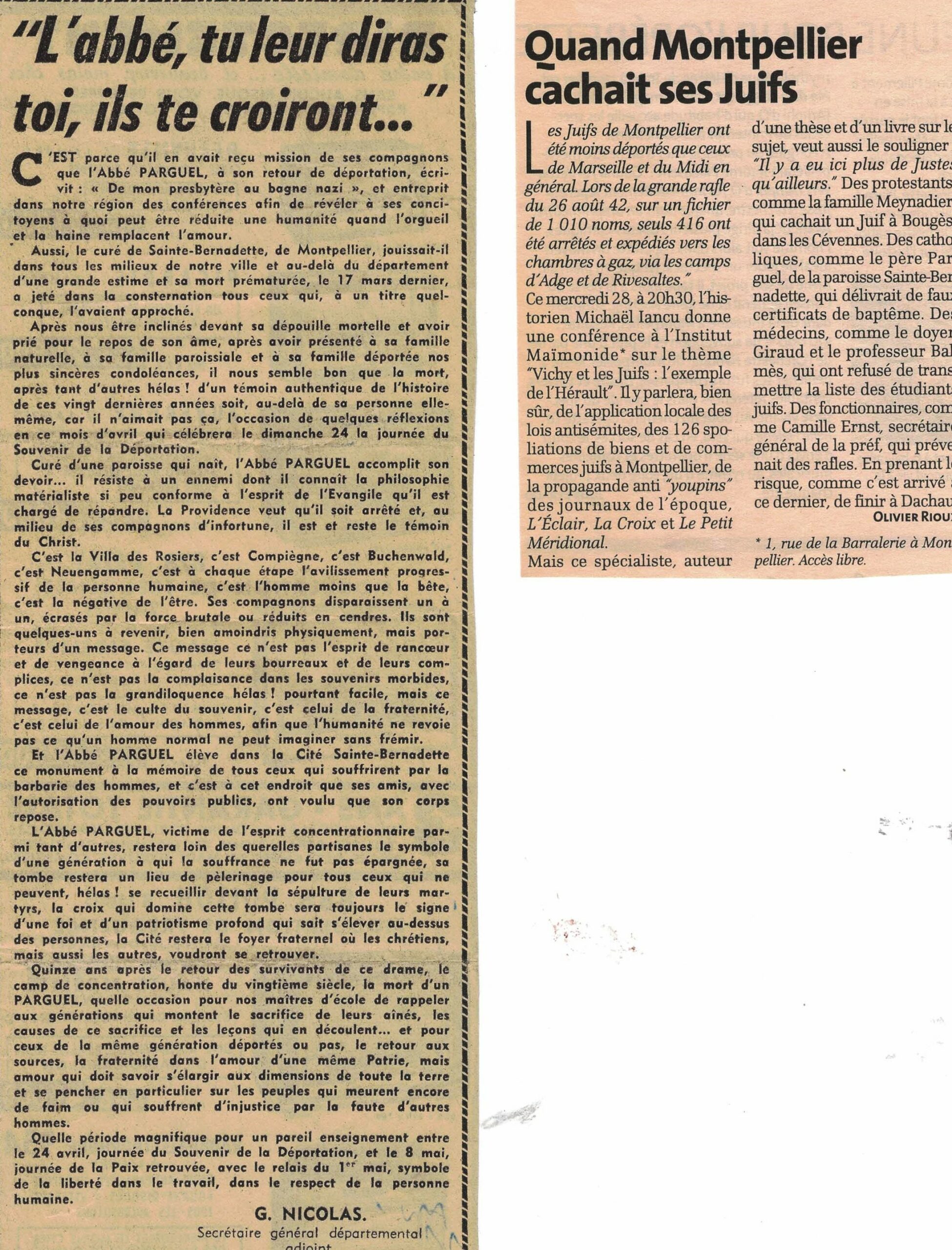 divers témoignages P parguel